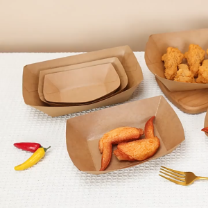 UMI 6 Size Boat Shaped Premium Brown Kraft Paper Tray Cake Fries Snack Fast Food Goodies Container Catering Dulang Kertas