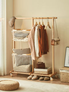 Moveable Clothes Hanger with Laundry Basket