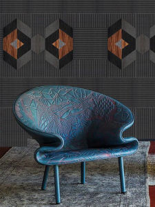 Luxurious Glass Steel Doodle Armchair Casual Sofa Chair Sample Room Asymmetrical Design Metal Elements Customizable Residential Furniture