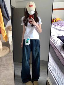 Áo Thun Cotton Tay Ngắn Mùa Hè Cho Nữ Phong Cách Cơ Bản Màu Trắng Dáng Rộng Thoải Mái Chất Liệu Cotton Nguyên Chất