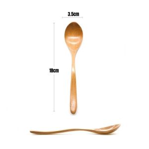 18cm Natural Wood Japanese-style Environmental Tableware Cooking Honey Coffee Mixing Wooden Spoon for Eat Soup Spoon