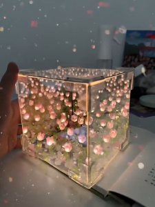 Tulip lamp Led Mirror Light Rubiks Cube Night Light DIY 30 PCS Flower Light For Girlfriend DIY Tulip Mirror Cube Simulation Bedroom Sleeping Table Lamp Handmade Craft Tulips Mirror Night Light Birthday Gift