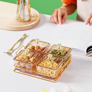 Mainland Mangkok Side Dish Tempat Saji Snack Cemilan Fruit Tray Set Wadah Makanan+Nampan Toples Lebaran Toples Set Tempat Penyimpanan Makanan HSB663