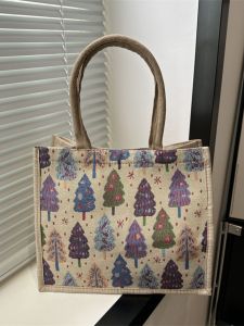 Trendy Large Capacity Canvas Tote Bag Womens Handbag 2024 New Ins Commuter Tot Bag Floral Pattern Korean Style Shopping Bag