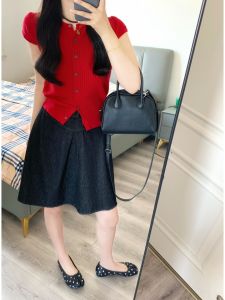YUEZHONGWEI | Dopamine Style Slimming Round Collar Short Sleeve Knitted Ice Silk Blouse