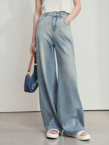 AMII | Quần Jeans Dáng Rộng Thẳng Màu Degradé Phong Cách Retro