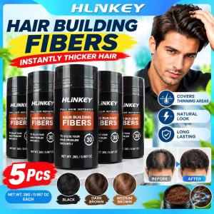 HLINKEY 5PCS Immetee Hair Building Fibers 28g Instant Fuller Hair Powder Natural Looking Concealer For Thinning Hair Men Women Black Brown