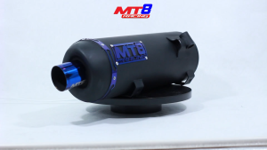 MT8 RACING POWER PIPES/MUFFLER+BLUE TIP+BLUE LOGO+BAND