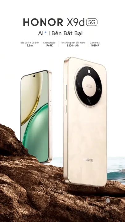 [ƯU ĐÃI] Điện Thoại Honor X9d 5G 8/12GB + 256/512GB, Chip Snapdragon 6 Gen 4, Pin 8300 mAh, Kháng Nước IP69K, Bảo Hành 24 Tháng
