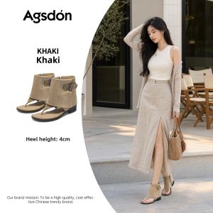 Agsdon | Thick Sole Roman Sandal H-shaped Toe with Buckle Short Boot