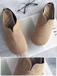 Retro Linen Shoes Non-Heel Half Slippers Womens Breathable Chinese Style Mens and Womens Same Style Indoor and Outdoor Closed Toe Comfortable Retro Retro