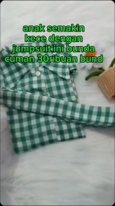 Olive Jumpsuit Anak Perempuan Motif Kotak Kotak untuk Usia 1-8 Tahun