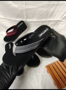 SJ Sandal Wedges 5cm Wanita Spon Ringan Jepit Rajut Zigzag Hak Tinggi Sedang Sendal Kekinian