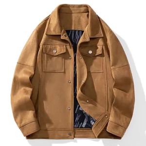 New Jacket Mens Suede Casual Mens Coat American Style Trend R Lapels Leather Cross-Border Workwear Coat