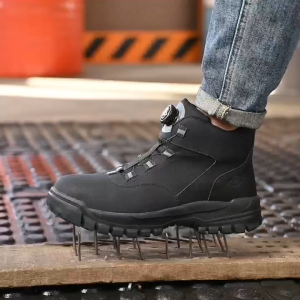 รองเท้าป้องกันความปลอดภัยสำหรับผู้ชาย - ป้องกันการกระแทก ป้องกันการเจาะ น้ำหนักเบาและสะดวกสบายพร้อมหัวเข็มขัดหมุน เหมาะสำหรับการเชื่อมและงานอุตสาหกรรม