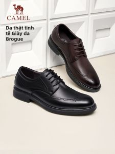 CAMEL | Giày Da Thật Derby Brogue Nam Tăng Chiều Cao Thu Đông Cưới Công Sở Trang Trọng