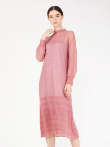 Fall Loose Lacy Mohair Blend A-Line Long Sleeve Dress