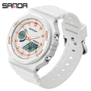 Sanda | SANDA Top Luxury Mens Quartz Watches Waterproof Men Military Sport Watch Dual Display Luminous Wristwatch Orologio uomo