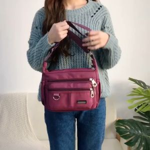 Túi giỏ xách đeo chéo đeo vai nữ 8 ngăn size 25cm chất liệu vải dù chống nước chống xước phù hợp đi chơi đi làm TX087