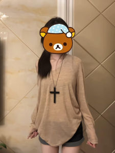 Loose Feelings Cover up Shirt Thin Veil Long Sleeve Womens Outerwear T-Shirt Summer Sunscreen Spring Autumn Lazy Style Top