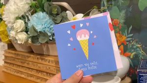 Thiệp tình yêu Valentine tỏ tình SDstationery I Melt Inside hình cây kem ngọt ngào vuông 12x12 cm