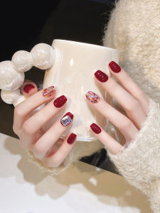 Cloud Pale 2024 New Year Spring Festival Nail Art Wearable False Nails Autumn Winter Series Handmade Finished Nail Stickers