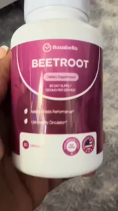Rosabella Organic Beetroot Capsules 1300mg 60 Veggie Capsules 30 Days Supply Support Blood Circulation Heart Health Ni