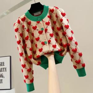 Áo Len Cardigan Dệt Kim Rộng Rãi Thời Trang Màu Tương Phản Thời Trang Nữ Cài Nút Đơn Áo Len Cardigan Mùa Xuân Thường Ngày