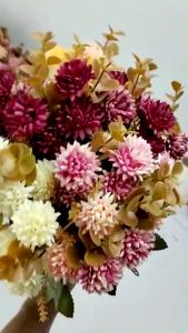 Bunga ubur mini cabang 5 dendelion murah imitasi artificial carnation dekorasi rumah wedding premium/bunga