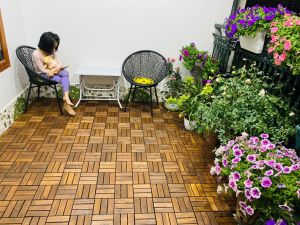 Tấm vỉ gỗ lót sàn 12 Nan kích thước 30x30x2.3cm - Vỉ gỗ nhựa lót sàn nhà tắm ban công sân thượng ngoài trời chịu thời tiết nắng mưa