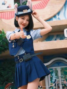 Zootopia Judy Rabbit Police Costume Set Adult Halloween Outfit Skirt Cosplay Clothing Theme Park Tour Matching Animal City