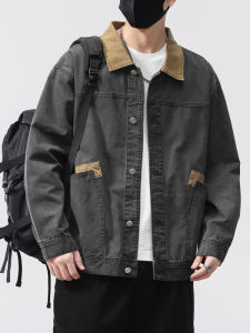 Collar Workwear Denim Loose Fit Retro American Style Jacket