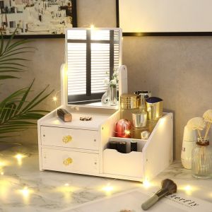 กล่องจัดระเบียบสำหรับเก็บของบนโต๊ะแบบลิ้นจี่ กระจกแต่งหน้า อุปกรณ์เครื่องสำอาง แผ่นรองลิปสติก แผ่นรองหน้ากาก เครื่องมือจัดระเบียบ