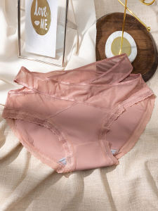 กางเกงชั้นในลูกไม้เอวกลางไซส์ใหญ่สำหรับผู้หญิง กางเกงชั้นในทรงสามเหลี่ยมบางไร้ตะเข็บสบายๆ ดีไซน์เซ็กซี่ ผลิตจากผ้าไนลอน