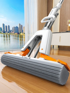 Joybos | Absorbent Sponge Mop for Home Use - One-Swipe Clean Dry/Wet Dual-Use 2025 New Model Bathroom Sponge Mop Head