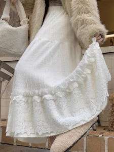 YAYANGREN | White Lace A-line Full Flare Skirt for Plus Size Women
