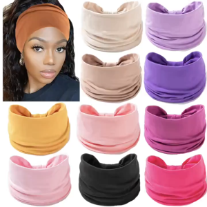 Sweat-Absorbing Knotted Tie Hairband - Soft Breathable Adjustable for Women Yoga Sports and Fitness Knit Headband Fabric