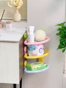 Plastic Suction Cup Triangle Shelf Color Wall Mounted Shower Organizer Drainable Punch Free Corner Storage Shelf