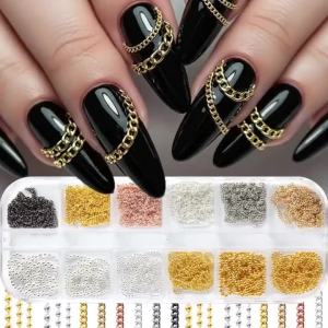 Metal Nail Art ChainsGold Silver Nail Chain 3D Nail Decoration Charm Personality Nail Jewelry Nail Design Ornament for Manicure