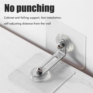 1x Kids Safety Self-Adhesive Furniture Wall Anchors TV Cabinet Fixed Prevent Dumping Device Punch-free Furniture Anti-falling Fixture