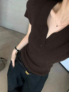 DUOFEIYAN | Áo Polo Knit Tay Ngắn Phong Cách Sang Trọng Old Money