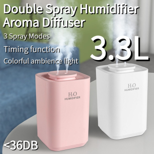 3.3L Quiet Large Capacity Humidifier with Adjustable Modes and Night Light Aroma Diffuser for Home Bedroom Hydrating