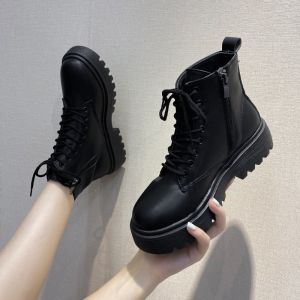 Spring/Autumn Round Toe Square Heel Increased ZIP Soft Fashion Womens Shoes 2025 New Short Boots Large Fashion Martin Boots