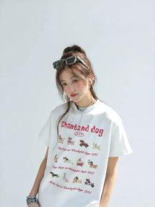 CHANT2nd | Stylish Slimming Dog Print T-Shirt