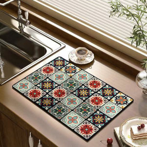 Easy แผ่นเสื่อหนัง ดูดซับน้ําได้ดี กันลื่น แบบแห้งเร็ว สําหรับห้องครัว สําหรับวางรองจานกาแฟ Kitchen Mats