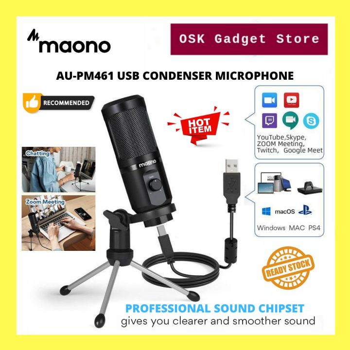Maono AU-PM461 USB Condenser Microphone | Plug And Play | 192KHz/24bit ...