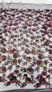 2026 Sequin fabric materials for backdrop and party dresses Sakura sequin embroidery fabric for design 5 Yards