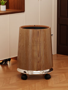 Thùng Rác Hình Gỗ Có Bánh Xe Di Động Sang Trọng Cho Nhà Máy Khách Sạn Và Nhà Trọ Thùng Rác Vệ Sinh Hình Tròn Dung Tích 12L