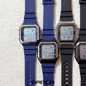 Luxury SANDA 6307 Casual Mens LED Electronic Watch Waterproof Sports Alarm Clock Multi functional Student Fashion Watch