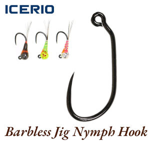 ICERIO 50PCS Barbless Hook Nymph Jig Fishhook High Carbon Steel Egg Caddis Pupa Euro Perdigon Fly Trout Fishing Lure
